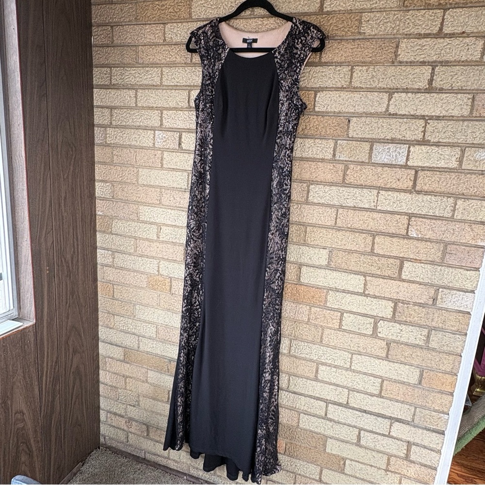 MSK Black Maxi Dress with Lace-Trim Side Panels